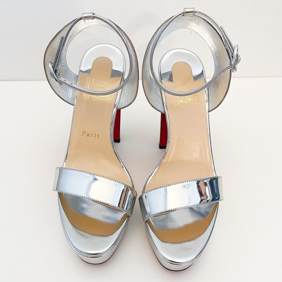CHRISTIAN LOUBOUTIN Arkendisc Alta 130 metallic silver rainbow platform sandals - Picture 8 of 16